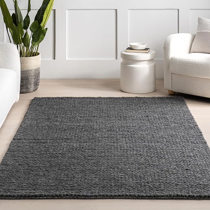 Nuloom Penelope Charcoal, 6' x 9', Hand-Braided, Wool & Cotton, Soft and Textured, High Traffic, Stain Resistant, Easy Clean, Durable Area Rug for Bedroom, Living Room, Dining, Foyer, Entryway