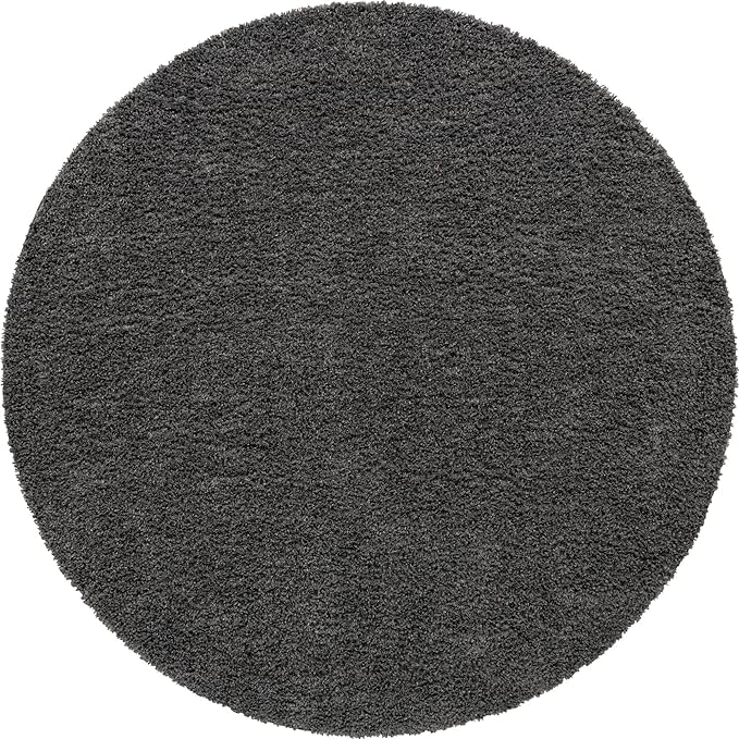 Unique Loom Davos Shag Collection Area Rug - Solid (9' 10" Round, Peppercorn)
