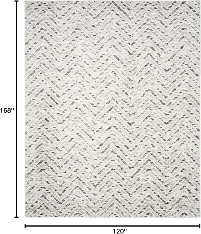 SAFAVIEH Adirondack Collection Area Rug - 10' x 14', Ivory & Charcoal, Chevron Design, Non-Shedding & Easy Care, Ideal for High Traffic Areas in Living Room, Bedroom (ADR104N)
