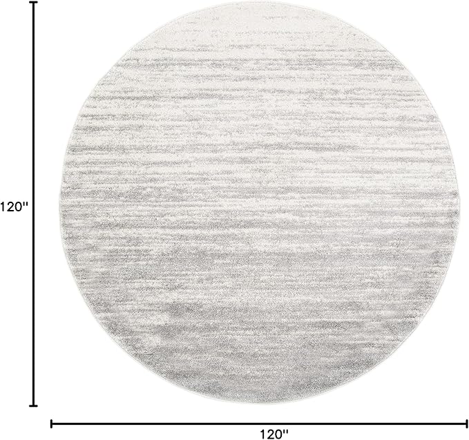 SAFAVIEH Adirondack Collection Area Rug - 10' Round, Ivory & Silver, Modern Ombre Design, Non Shedding & Easy to Clean, Ideal for Living Room, Bedroom, Office, Dining Space (ADR113B)