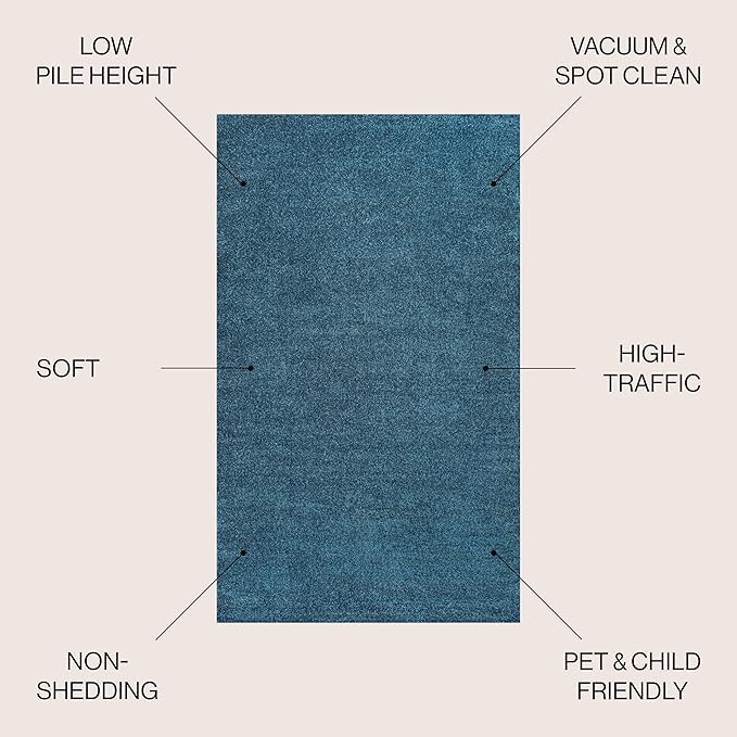 JONATHAN Y Haze Solid Low-Pile Turquoise 6x9 Oval Indoor Area Rug, Coastal,Bohemian,Minimalist,Classic, Easy-Cleaning for Living Room,Bedroom,Kitchen,Pet Friendly,Non-Shedding (SEU100H-6OV)
