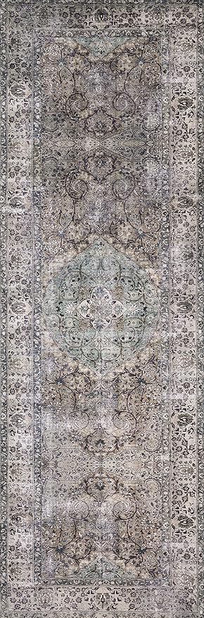 Loloi Layla Collection LAY-06 Taupe/Stone 2'-6" x 12'-0" .13" Thick Runner Rug, Soft, Durable, Vintage Inspired, Distressed, Low Pile, Non-Shedding, Easy Clean, Printed, Living Room Rug