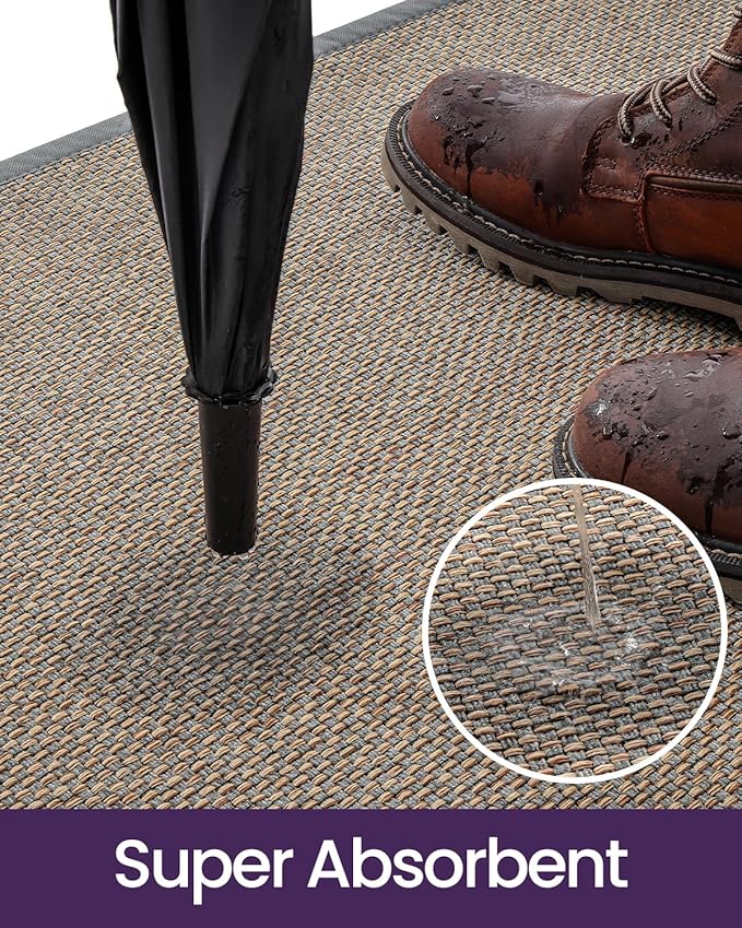 DEXI Ultra Thin Entryway Indoor Door Mat 32x48, Non Slip Rubber Backing Inside Entry Mat, Low Profile Easy Clean Dirt Trapper Doormat for Inside Entrance Patio, Grey