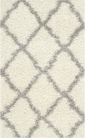 SAFAVIEH Dallas Shag Collection Accent Rug - 2'3" x 4', Ivory & Grey, Trellis Design, Non-Shedding & Easy Care, 1.5-inch Thick Ideal for High Traffic Areas in Entryway, Living Room, Bedroom (SGD257F)