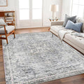 Area Rug 6'x9' Washable Vintage Traditional Floor Cover Thin Retro Kitchen Indoor Distressed Non Slip Carpet for Living Room Bedroom Dining Room
