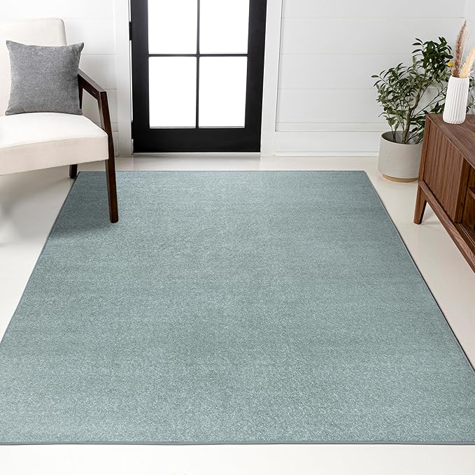 JONATHAN Y Haze Solid Low-Pile Aqua Blue Indoor Area Rug 9x12, Coastal,Bohemian,Minimalist,Classic, Easy-Cleaning for Living Room,Bedroom,Kitchen,Pet Friendly,Non-Shedding (SEU100S-9)