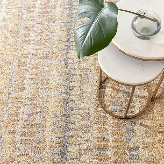 Dash and Albert Paint Chip Wool Area Rug - 6' x 9' Neutral Graphic Hand Micro Hooked Accent Rug - Durable, High Traffic Areas Hallway, Living Room, Stairs
