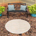 Unique Loom Outdoor Striped Collection Area Rug - Striped (4' 1" Round, Taupe/Ivory)