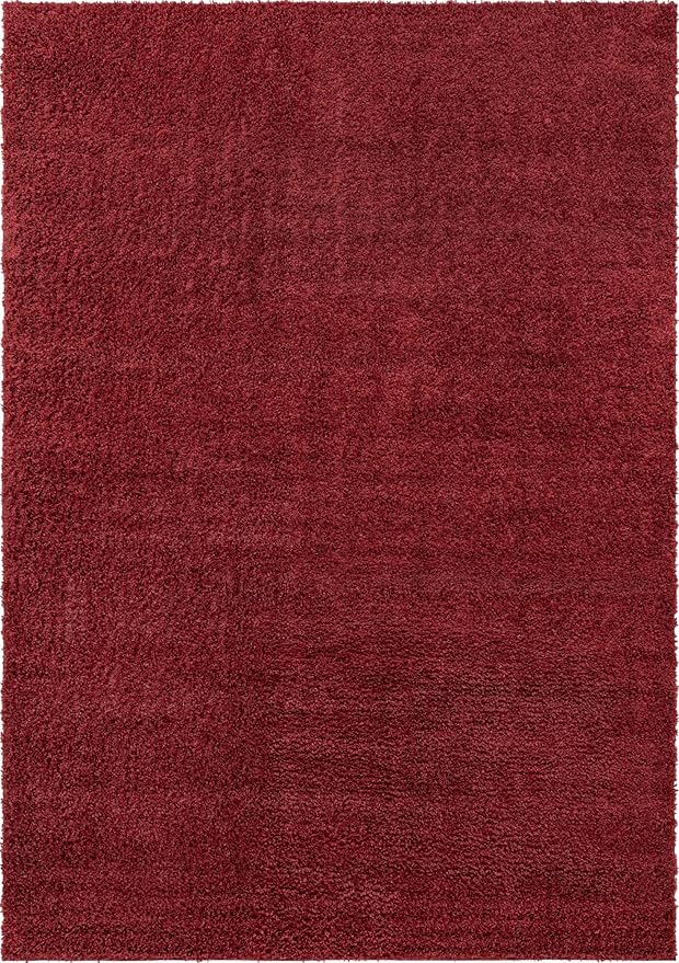 Unique Loom Davos Shag Collection Area Rug - Solid (10' x 14' 1" Rectangle, Poppy)