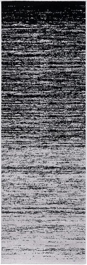 SAFAVIEH Adirondack Collection Runner Rug - 2'6" x 10', Silver & Black, Modern Ombre Design, Non Shedding & Easy to Clean, Ideal for Hallway, Foyer, Kitchen, Entryway, Bedroom (ADR113A)