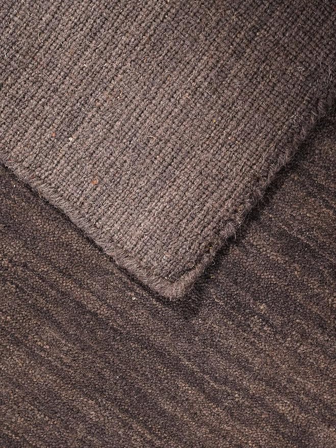 Hand Knotted Loom Wool ECO-Friendly Area Rugs - 4'x6', Rectangle, Charcoal Color, Solid Plain Design, High Pile Handmade Anti Skid Area Rugs for Living Room, Bed Room (L00111)