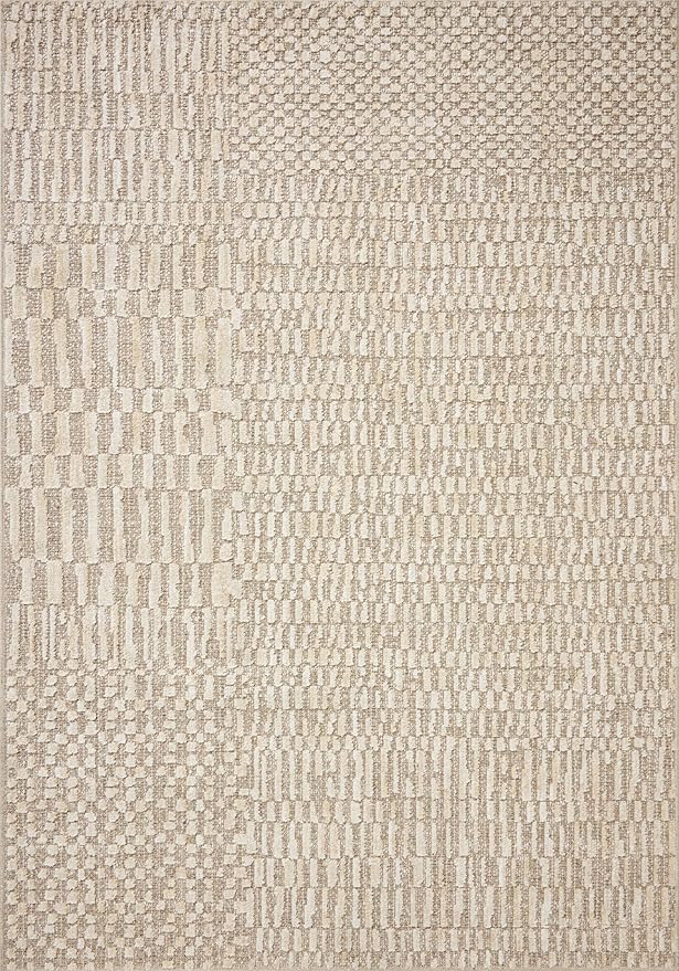 Loloi Amber Lewis Bexley Collection BEX-01 Natural/Birch 6'-6" x 9'-3" Area Rug Neutral, Textured, Living, Bedroom, Dining, Carpet