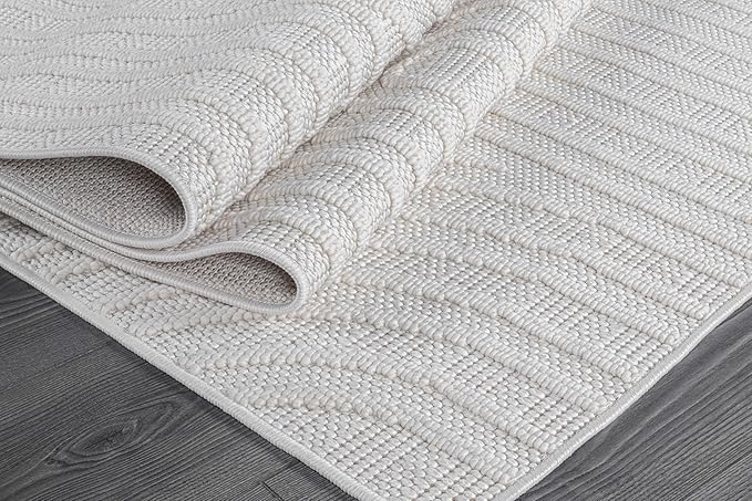 Beverly Rug Micro Loop Area Rug White 5x7 Modern Luxury Soft Circle Geometric Durable Indoor Area Rugs for Living Dining Room Office Stain Resistant Non Shedding Casual Indoor Carpet White 5 x 7