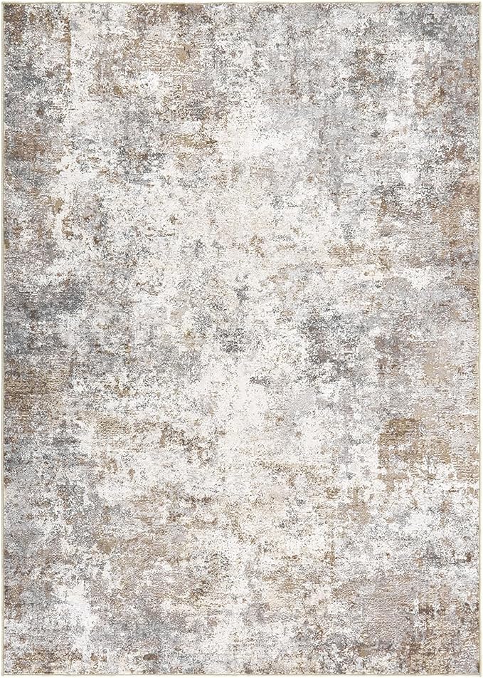 10x14 Area Rug Living Room Rugs - Washable Neutral Modern Abstract Soft Thin Large Rug Indoor Floor No Slip Rug Carpet for Bedroom Under Dining Table Home Office Decor - Brown Grey
