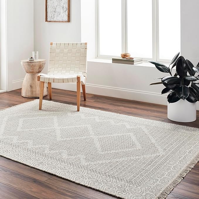 Mark&Day Wool Rugs, 6x9 Nishnabotny Cottage Medium Beige Area Rug, Beige Carpet for Living Room, Bedroom or Kitchen (6' x 9')