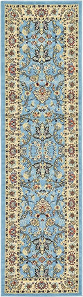 Unique Loom Sialk Hill Collection Area Rug - Washington (2' 7" x 10' Runner Light Blue/Navy Blue)