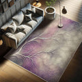 Ambesonne Branches Decorative Rug, Modern Abstract Concept Dreamy Clouds Back Leafless Tree Silhouette, Quality Carpet for Bedroom Dorm and Living Room, 2' 2" x 3' 7", Pale Purple Grey Mauve