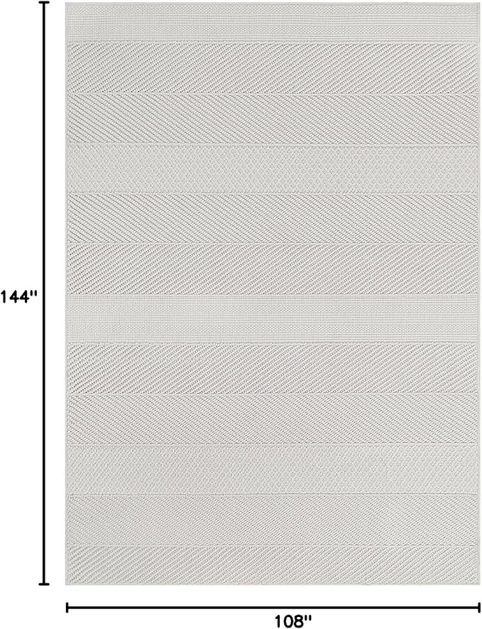 Beverly Rug Micro Loop Large Area Rug White 9x12 Modern Luxury Boho Geometric Durable Indoor Area Rugs for Living Dining Room Office Stain Resistant Non Shedding Casual Indoor Carpet White 9 x 12