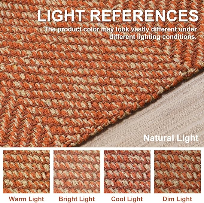 Collive Long Hallway Runner Rug 2.6' x 8', Washable Runners Indoor Entryway Rugs, Terracotta Braided Woven Kitchen Carpets Low-Profile Front Door Floor Carpet for Laundry Room Bedroom