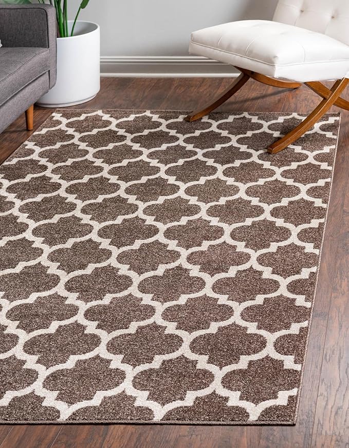 Rugs.com Lattice Collection Rug – 5' x 8' Brown Medium Rug Perfect for Bedrooms, Dining Rooms, Living Rooms