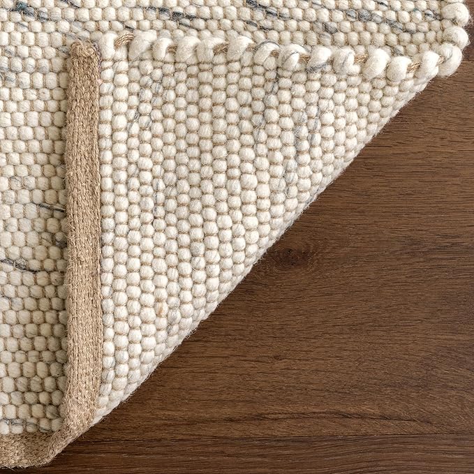 Rugs USA Hamptons Marled Ivory/Grey, 5' x 8', Hand Woven, Marled, Tassel, Soft and Cozy, High Traffic, Stain Resistant, Easy Clean, Durable Area Rug for Bedroom, Living Room, Dining, Den, Foyer
