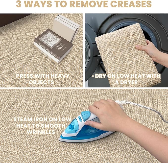 EARTHALL Washable Runner Rug 3x10 Ft Non Slip Runners for Hallways Long Cotton Rubber Backed Kitchen Runner Braided Indoor Floor Carpet Runners for Entryway, Hallway, Kitchen, Golden Beige/White