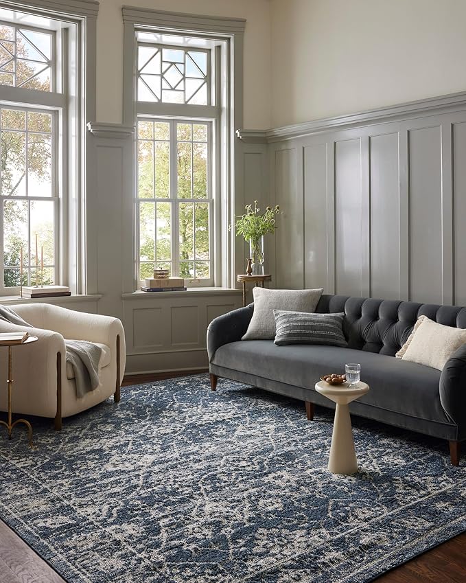 Loloi Magnolia Home by Joanna Gaines Gigi Collection GIG-02 Navy/Stone 5'-3" x 7'-6" Area Rug