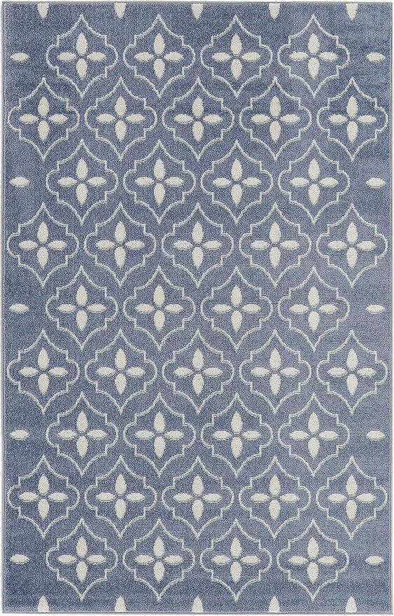 Nourison Home Nourison Essentials Blue Ivory 4' x 6' Area Rug - Easy Clean, Non Shedding, Bed Room, Living Room, Dining Room, Kitchen (4' x 6')