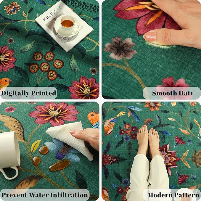 Vintage Medallion Floral Kitchen Runner 2x6, Machine Washable Rug, Soft Low Pile, Non-Slip Carpet for Hallways, Laundry, Bedroom, Bathroom, Entryway | Green
