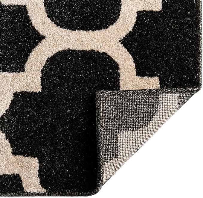Rugs.com Lattice Collection Rug – 5' x 8' Black Medium Rug Perfect for Bedrooms, Dining Rooms, Living Rooms