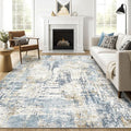 10x13 Area Rug Living Room: Washable Large Abstract Modern Soft Rugs Stain Resistant Indoor Floor Non Slip Accent Carpet for Bedroom Nursery Playroom Office Dining Room Dorm Home House- Light Blue