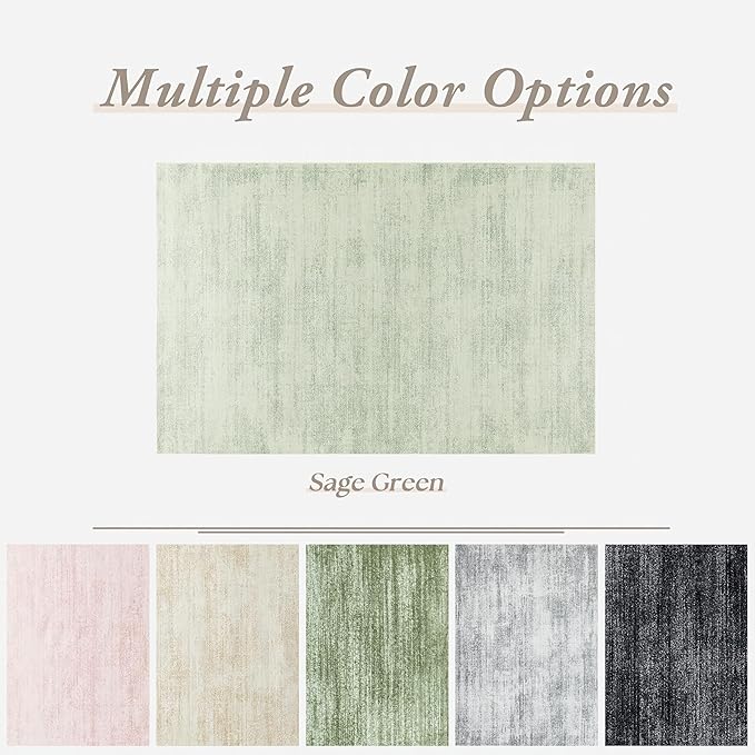 Sage Green Area Rug 5x7,Boho Abstract Washable Neutral Cottagecore Rugs for Living Room,Light Green and Cream Beige