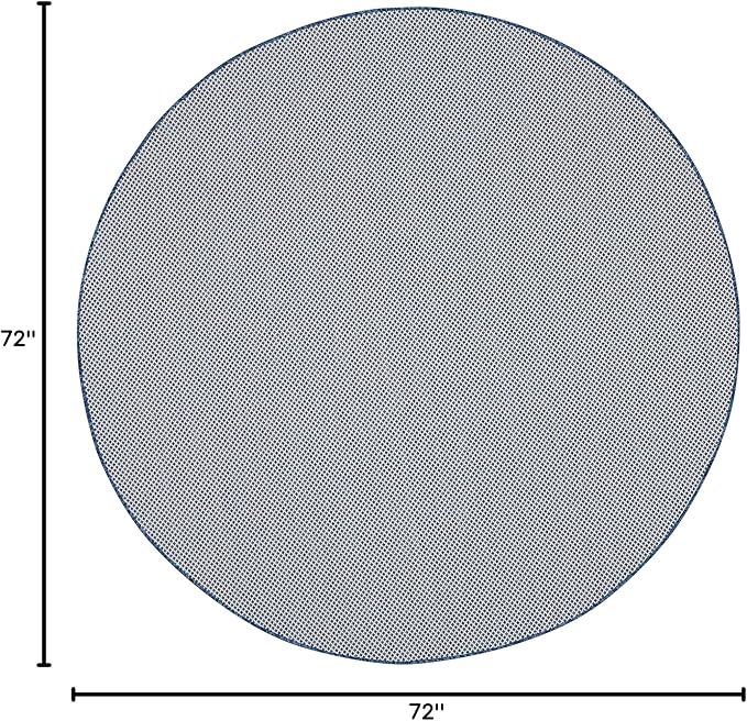 Nourison Home Courtyard Ivory Blue 6' x Round Area Rug - Easy Clean, Non Shedding, Bed Room, Living Room, Dining Room, Kitchen (6' x Round)