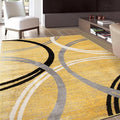 Rugshop Wavy Circles Design Area Rug, Fade-Resistant Carpet for Living Room, Bedroom, or Dining Room, Grand Room,Open Spaces Yellow, 8'8" x 12'