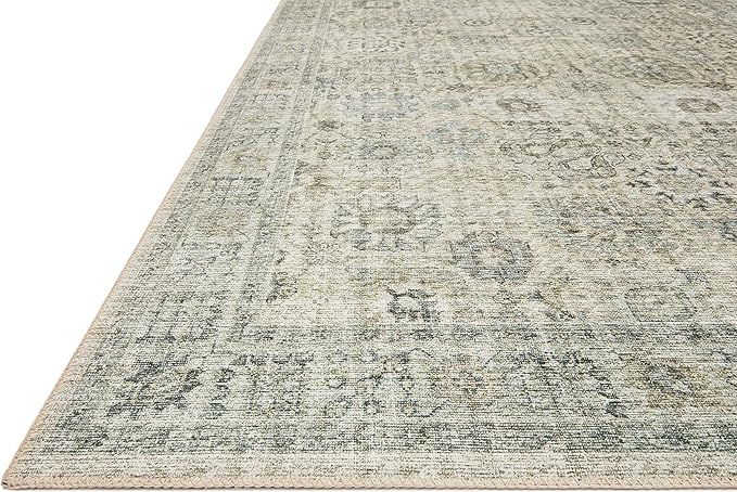 Loloi Skye Collection 2'-3" x 3'-9" Accent Rug in Natural / Sage - Soft Thick Area Rug, Vintage Inspired Distressed Area Rug, Non-Shedding Rug for Living Room, Bedroom, Dining Area