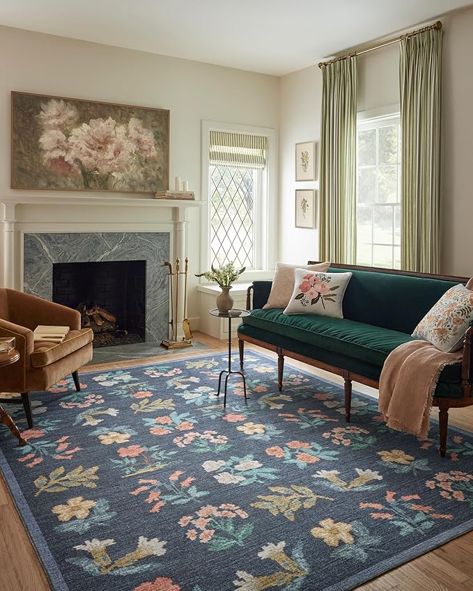 Loloi Rifle Paper Co. Rosa Collection RSA-03 Navy 5'-0" x 7'-6" Area Rug
