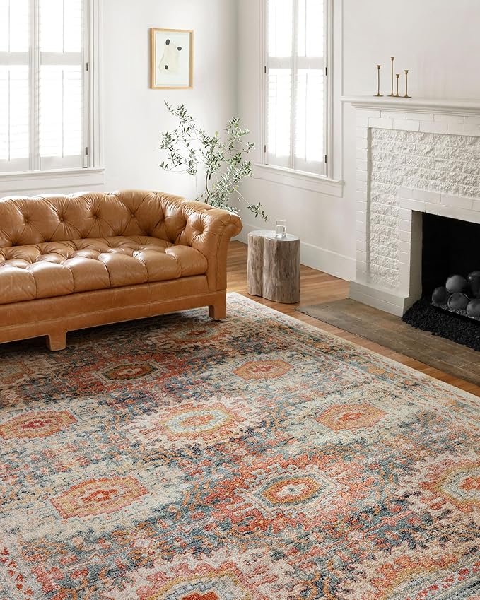 Loloi Jocelyn Collection JOC-03 Mist/Multi 6'-7" x 9'-7" .38" Thick Area Rug