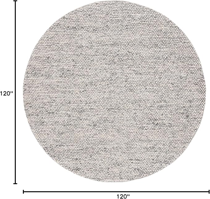 Safavieh Natura Collection Area Rug - 10' Round, Light Grey & Ivory, Handmade Wool Blend, Textured Design, Ideal for Living Room, Bedroom, Dining Space (NAT620G)