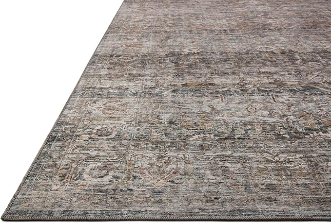 Loloi Amber Lewis Josie Collection JOS-05 Dove/Gold 6'-0" x 6'-0", .13" Pile Height, Low Profile, Machine Washable, Round Area Rug