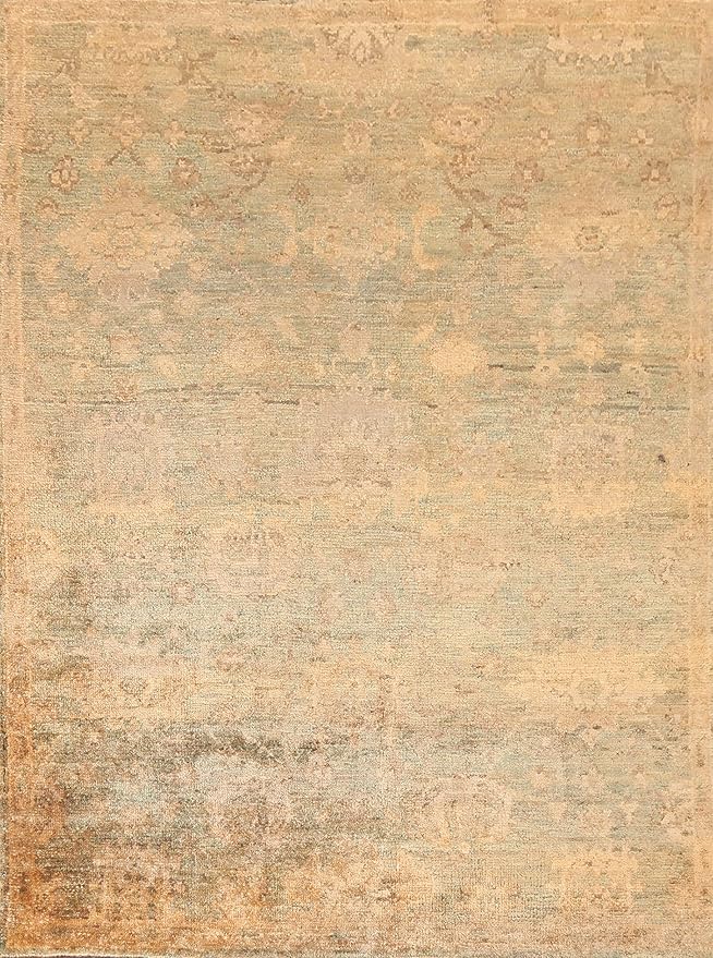Rug Source Tribal Collection 7x9 Moroccan Area Rug, Hand Knotted Beige & Ivories Floral Rug, Oriental Jute Carpet for Bedroom, Living Room, Dining Room