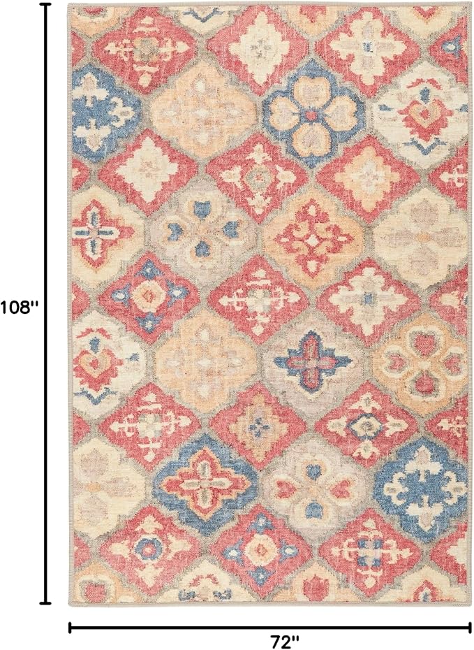 Dash and Albert Pali Machine Washable Area Rug - 6' x 9' Multicolor - Geometric Accent Rug - Anti-Slip Backing, Lightweight, Machine Washable, High Traffic Areas Kitchen, Mudroom, Laundry Room