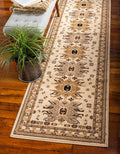 Unique Loom Taftan Collection Border Geometric Tribal Inspired Design Area Rug (2' 2 x 8' 2 Runner, Ivory/ Tan)