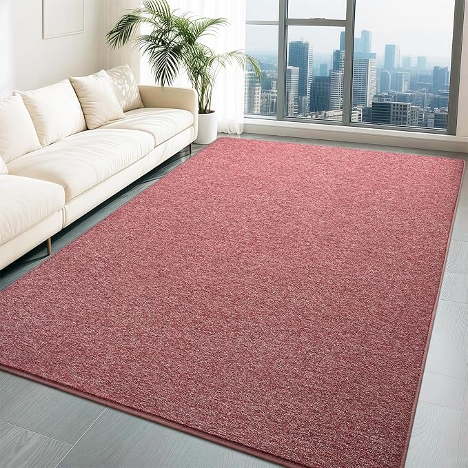 HQAYW 5x7 Area Rugs for Living Room Bedroom, Modern Thickened Memory Foam Soft Rug, Indoor Low Pile Minimalist Washable Non Slip Carpets for Kids Girls Boys Nursery Dorm Home Decor, Dark Red