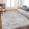 Area Rug 6'x9' Washable Vintage Traditional Floor Cover Thin Retro Kitchen Indoor Distressed Non Slip Carpet for Living Room Bedroom Dining Room