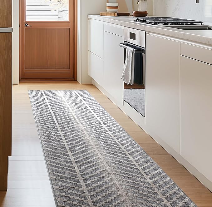 Well Woven Custom Size Hallway & Stair Runner- Harlow Rhodes Grey 27 Inches Wide x 17 Feet Long Runner (27" x 17') Runner Rug - Contemporary Design, Ultra-Soft, Easy-Clean