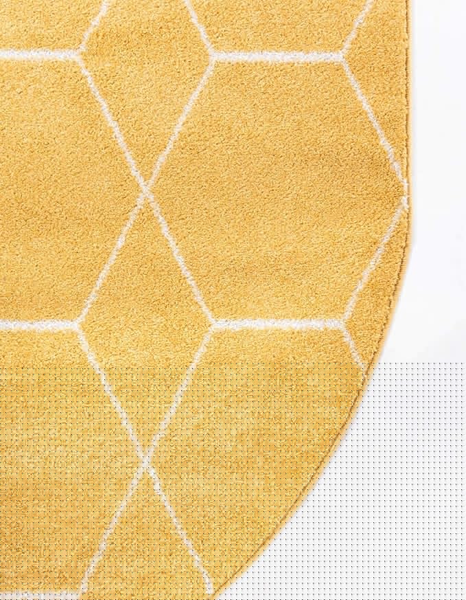 Unique Loom Trellis Frieze Collection Area Rug - Geometric (7' 10" x 10' Oval, Yellow/ Ivory)