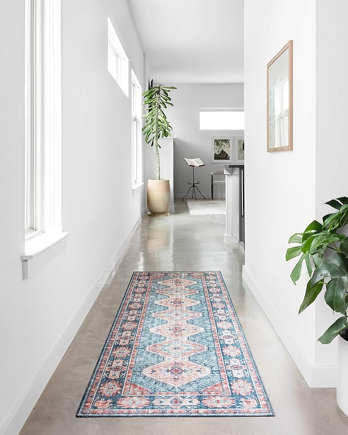 Loloi II Skye Collection SKY-03 Turquoise/Terracotta 5'-0" x 7'-6" Area Rug