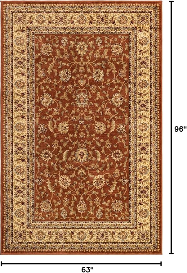 Unique Loom Voyage Collection Traditional Oriental Classic Intricate Design Area Rug (5' 0 x 8' 0 Rectangular, Terracotta/Ivory)