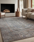 Kuden 8x10 Large Area Rug, Machine Washable Area Rug with Non-Slip Backing, Vintage Style, Soft, Easy Clean, Low Pile Rug for Living Room, Bedroom, Dining Room