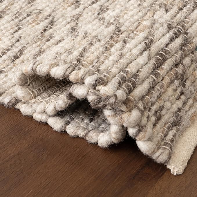 Rugs USA Marilyn Charcoal/Ivory, 2'6" x 8', Hand Woven, Marled, Wool, Soft and Cozy, High Traffic, Stain Resistant, Easy Clean, Durable Runner for Bedroom, Living Room, Dining, Den, Foyer